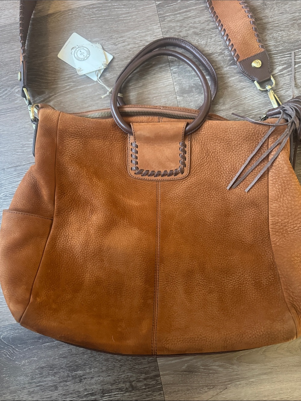 NWT HOBO Sheila Large Nubuk Hide Tobacco Bag - Picture 3 of 13